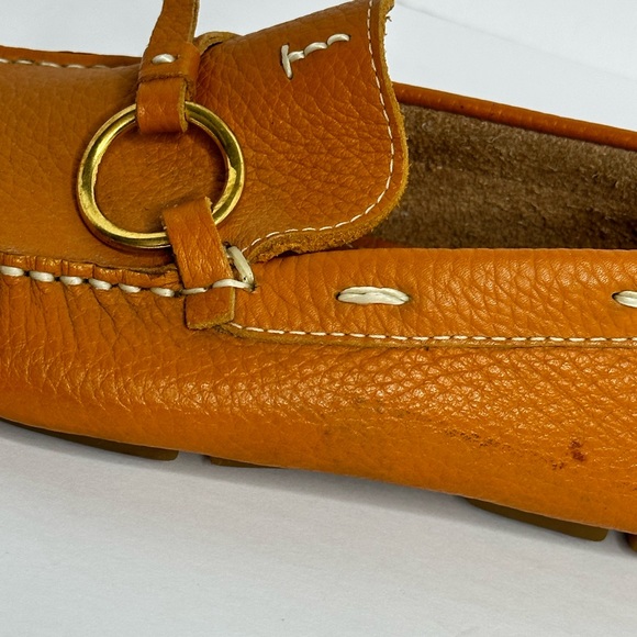 ERES Driving Moccasin Loafer size 7 Women Burnt Orange O Ring Accent - Picture 10 of 16
